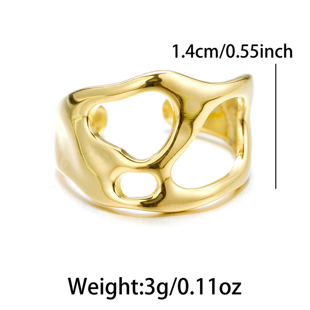 Wholesale Stylish Women S Snake Floral Ring Set Gold Tone Stainless Steel Adjustable Open Fashion Jewelry Accessory