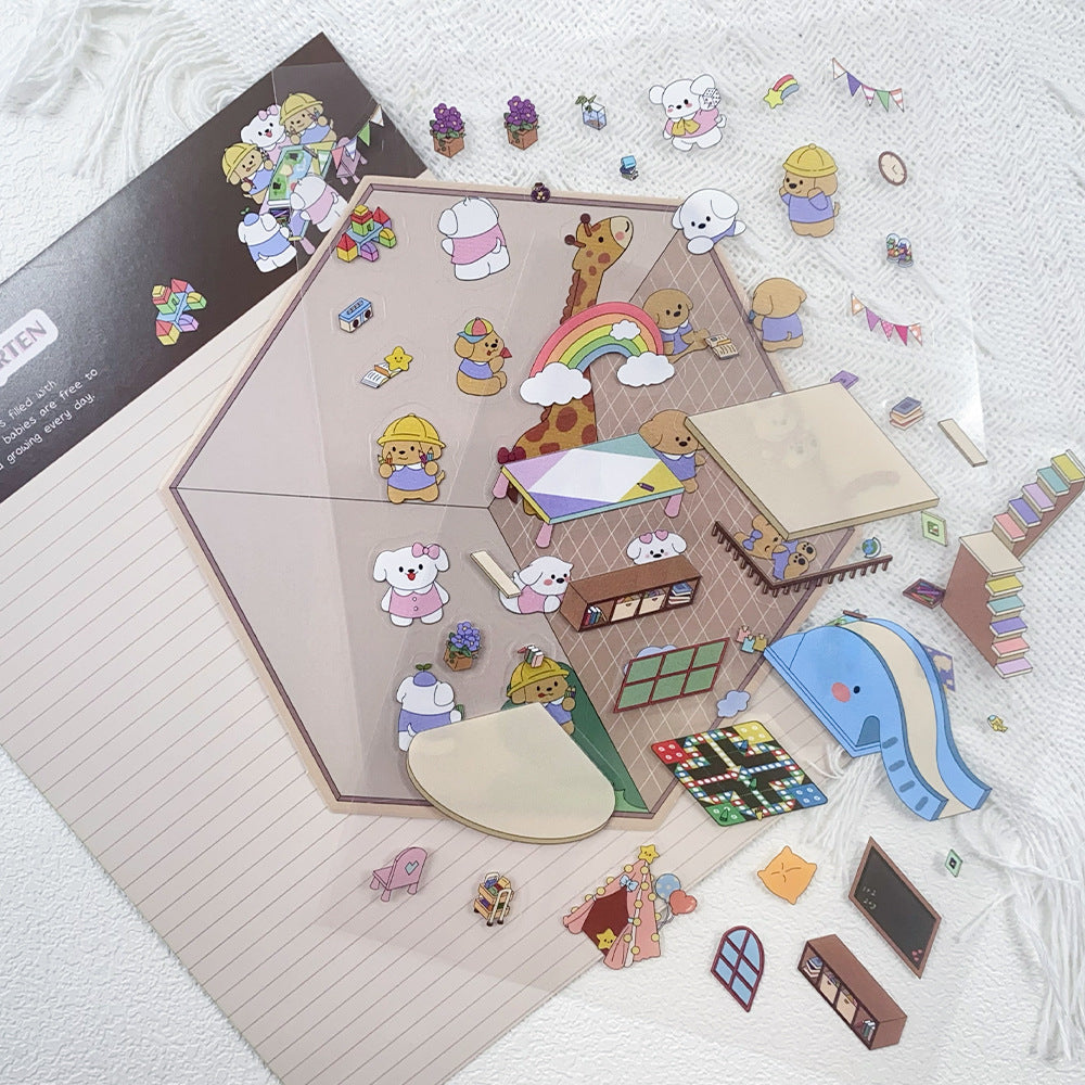 Wholesale Puppy kindergarten landscaping stickers 3D micro world DIY