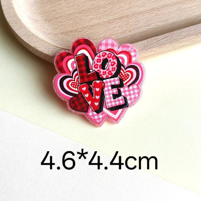 Wholesale 10pcs loose pink cartoon letters peach heart Acrylic Flatback