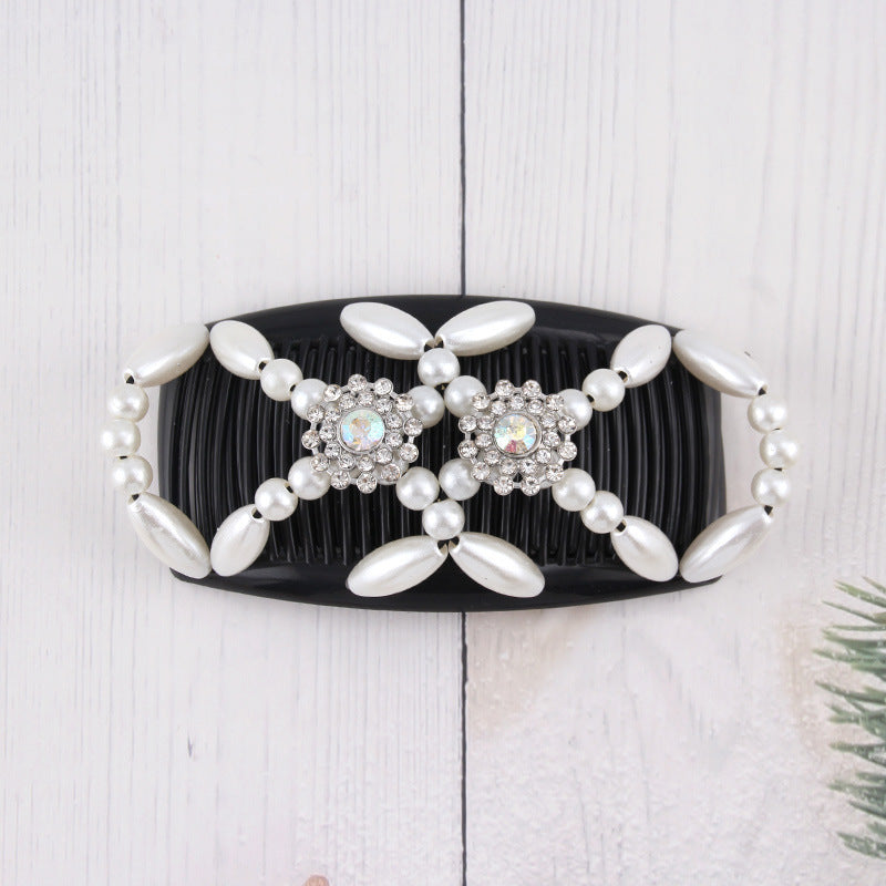 Wholesale Plastic Beaded Double Row Hair Comb