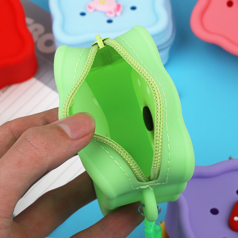 Wholesale Square Hole Coin Purse Children's Cartoon Diy Detachable Silicone Earphone Storage Bag
