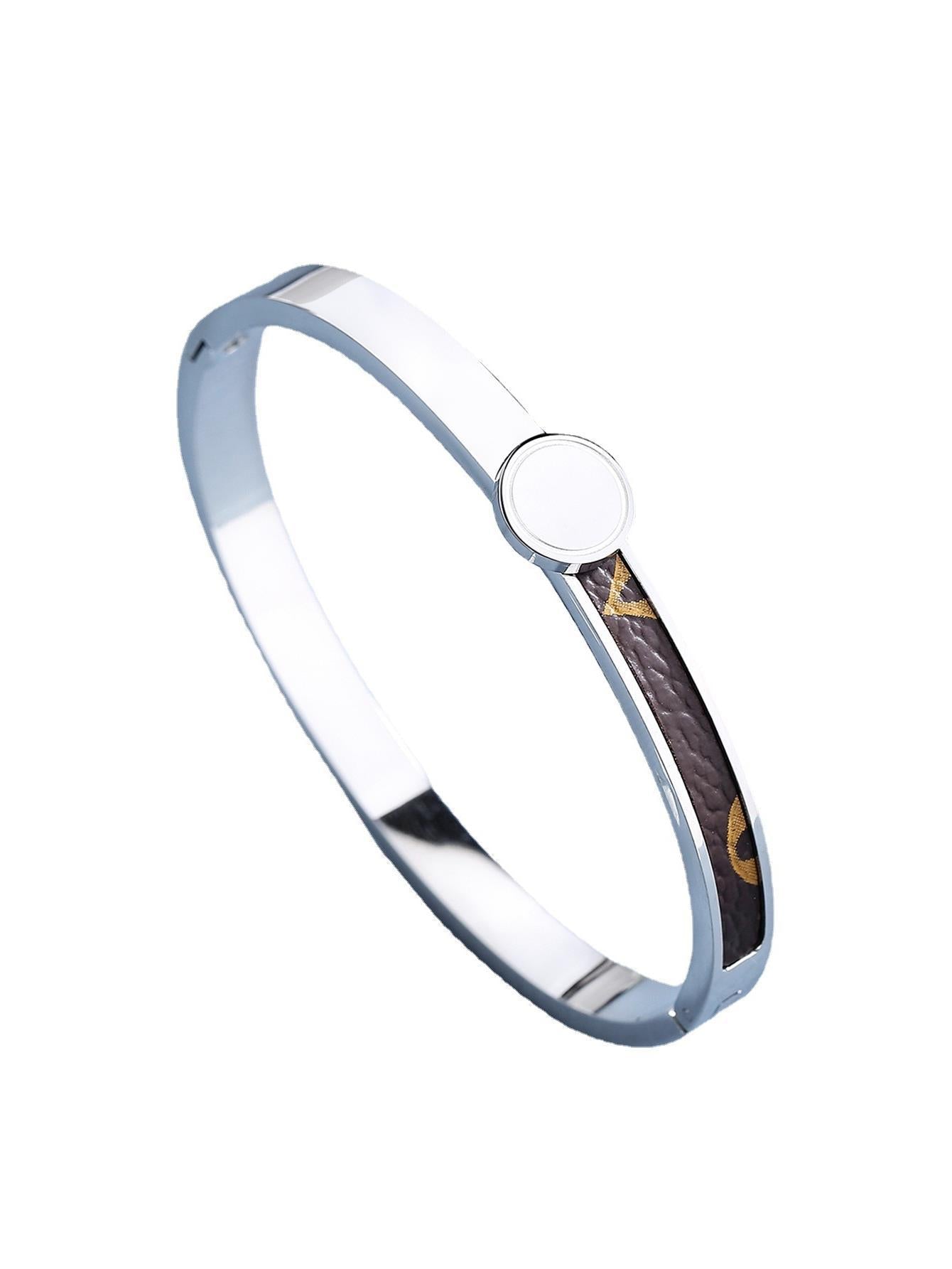 Wholesale Second hand unpacked titanium steel grooved veneer bracelet