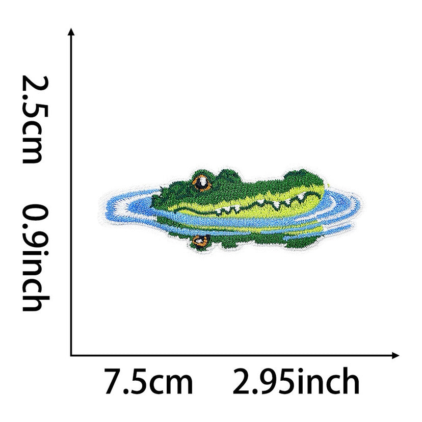 Wholesale Stylish Crocodile Embroidered Patch With Iron On Backing Animal Applique For Coats Boutique DIY Accessory