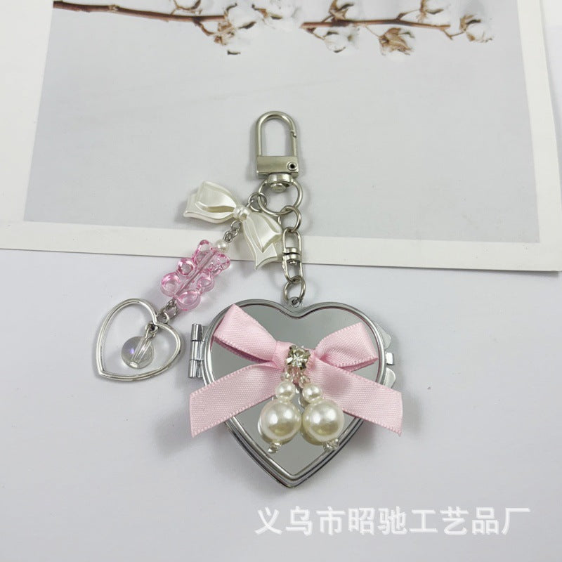 Wholesale Colorful Bow Love Mirror Metal Keychain