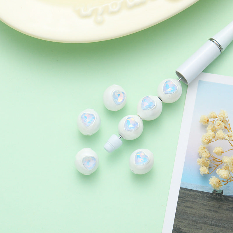 Wholesale 10pcs Love Alloy Series White Round Beads