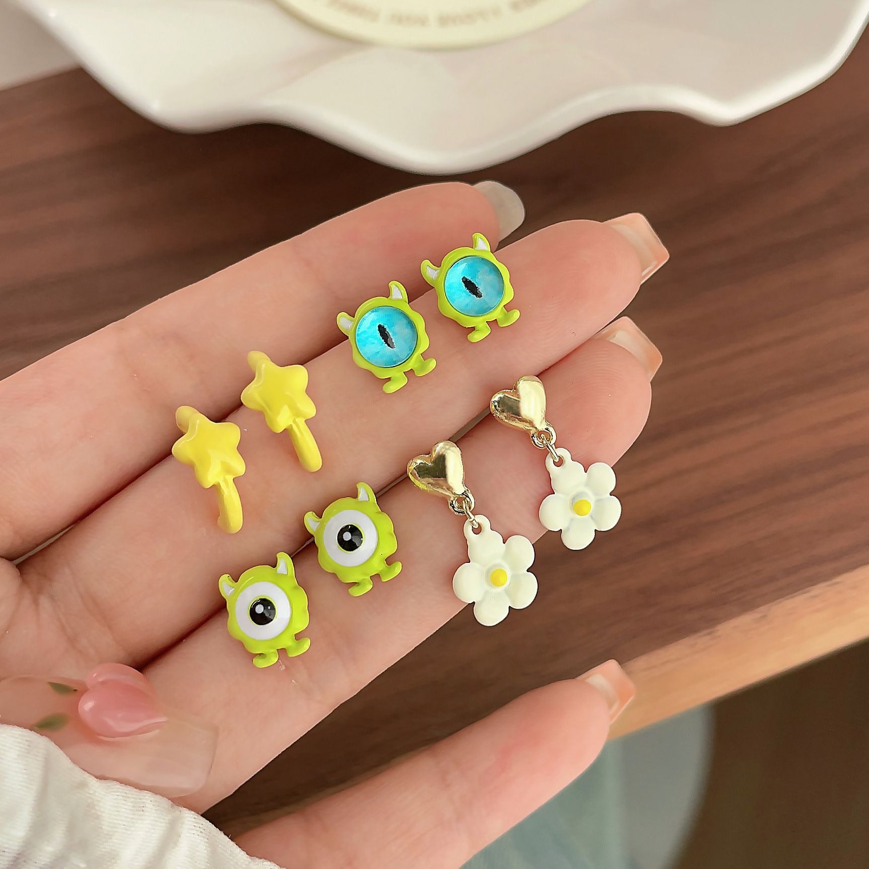 Wholesale Colorful Cute Little Monster Alloy Earrings