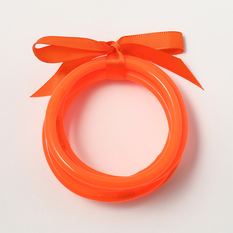 Wholesale Silicone PVC Tube Gold Foil Fluorescent Color System Bracelet