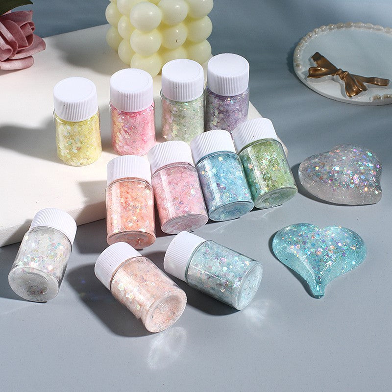 Wholesale Crushed Ice Glitter Nail Art Mixed Glitter Powder 10g Bottle DIY Crystal Dropper Filling