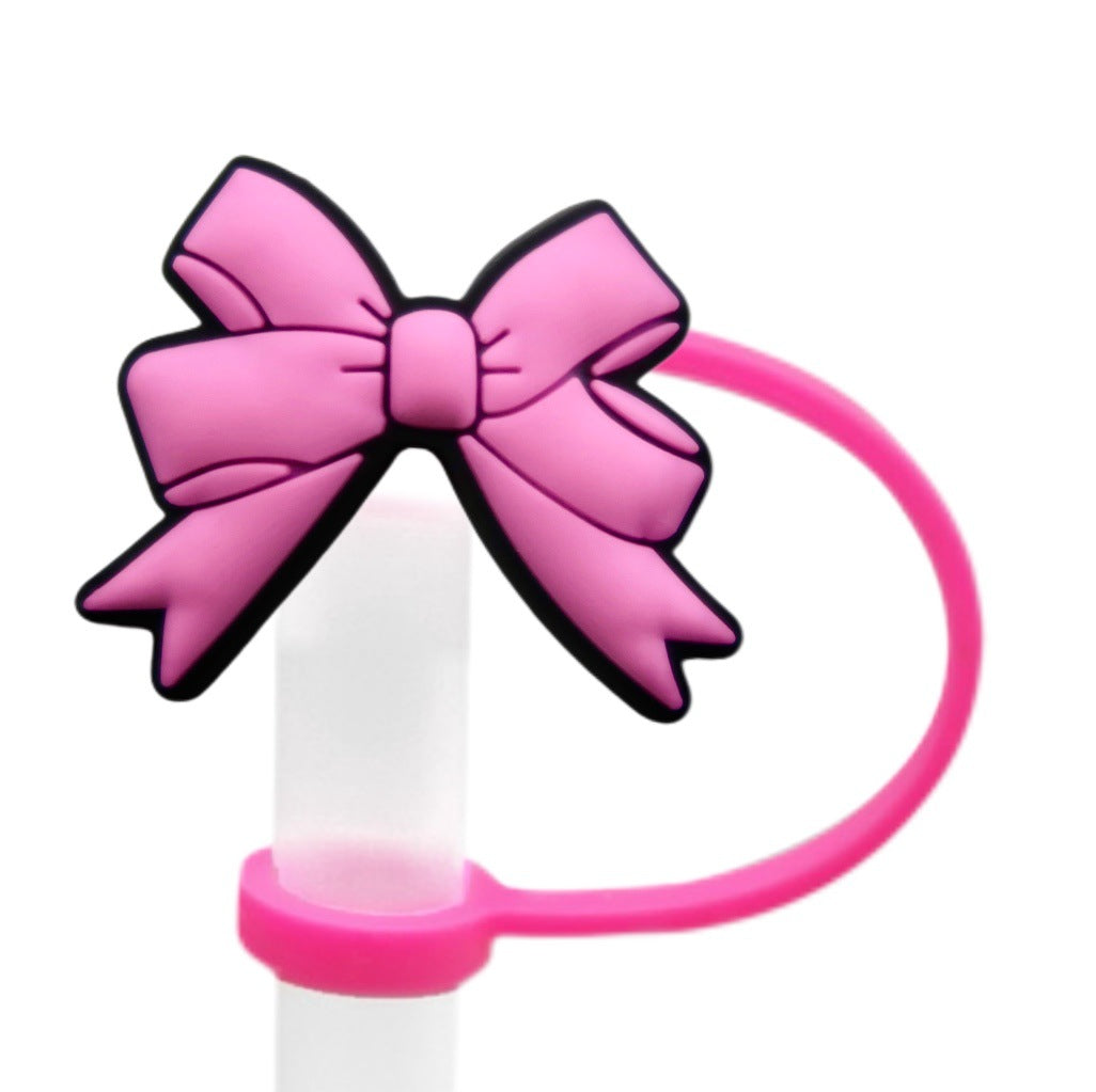 Wholesale 10pcs Bow Straw Cap Silicone Straw Tube Cap