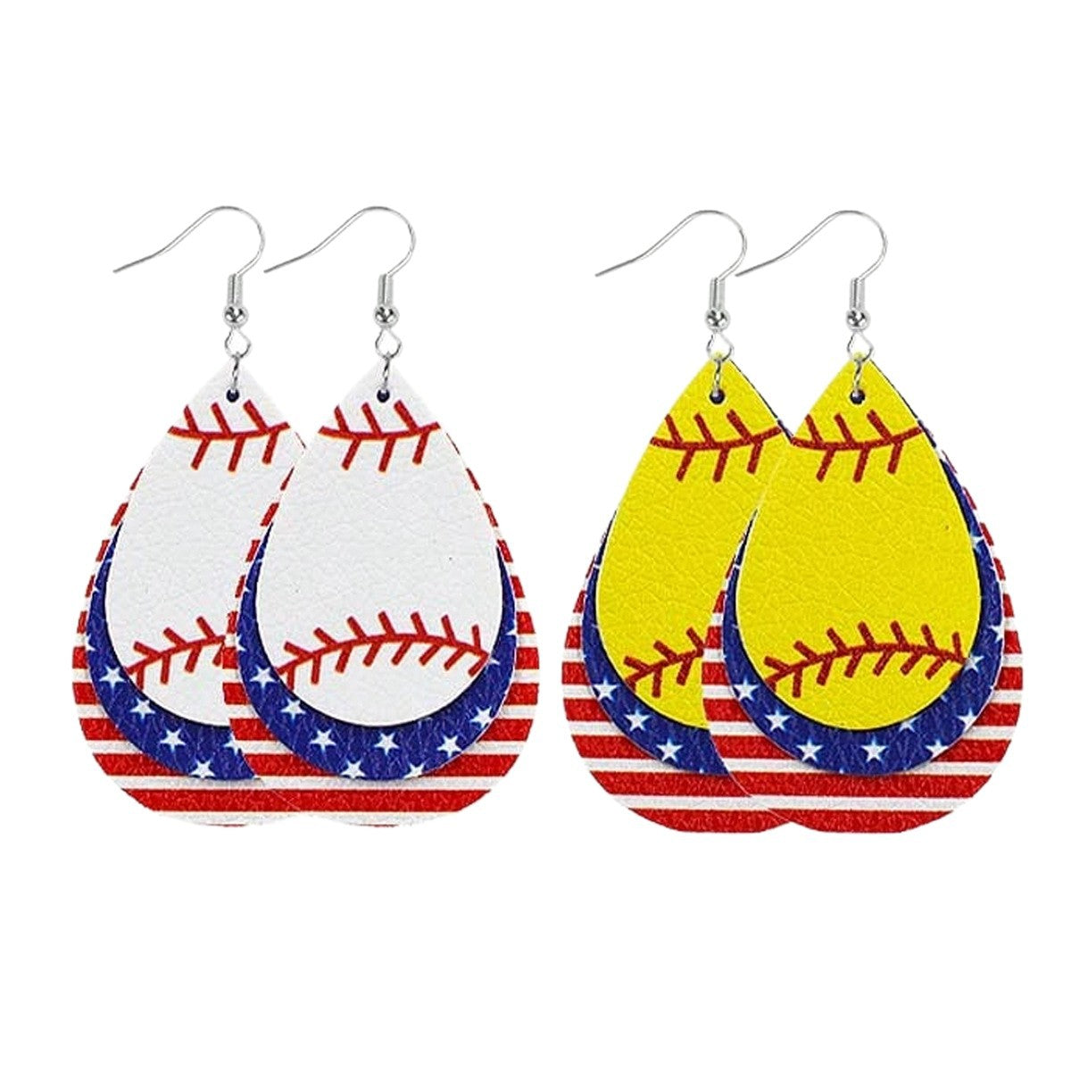 Wholesale Independence Day Spherical Multi-layered Leather Earrings