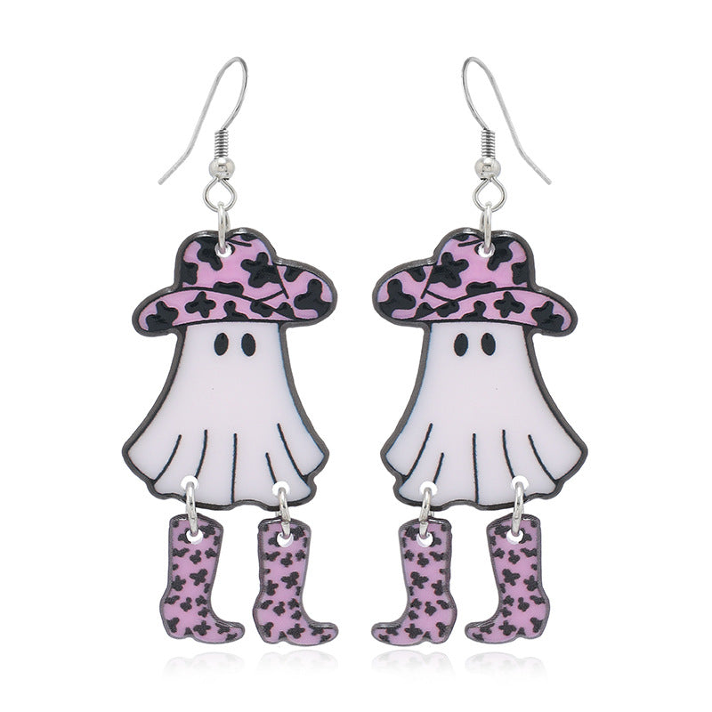 Wholesale Halloween Funny Mushroom Ghost Festival Retro Acrylic Earrings