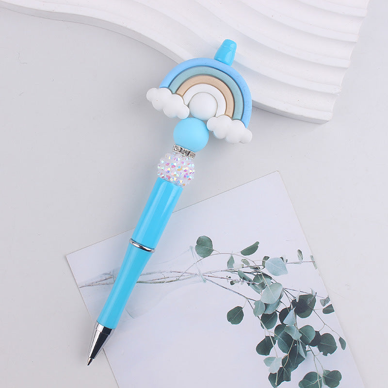 Wholesale Silicone Rainbow Bead Plastic Pen