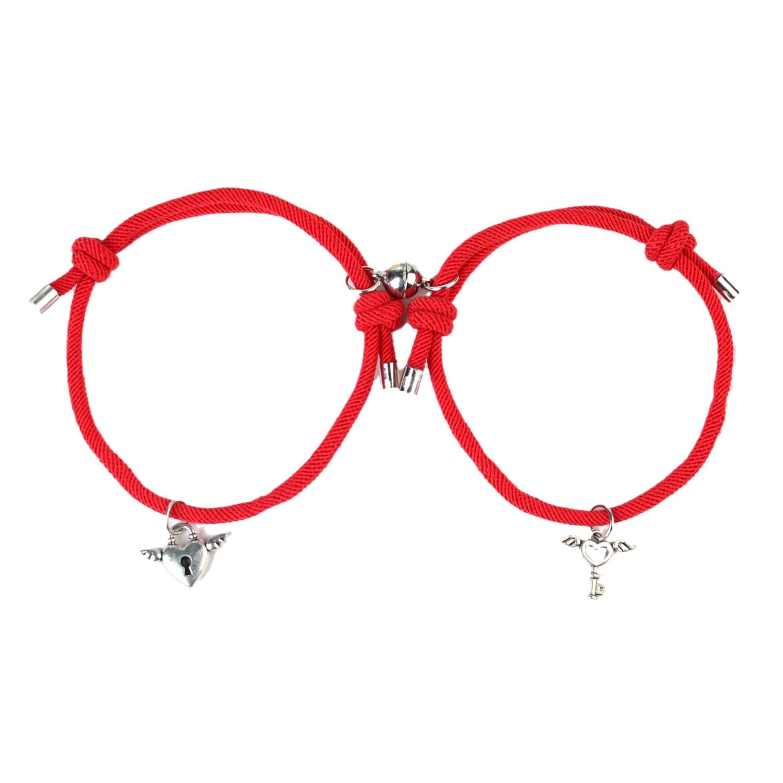 Wholesale Couple Key Lock Magnetic Suction Bracelet Hand Woven