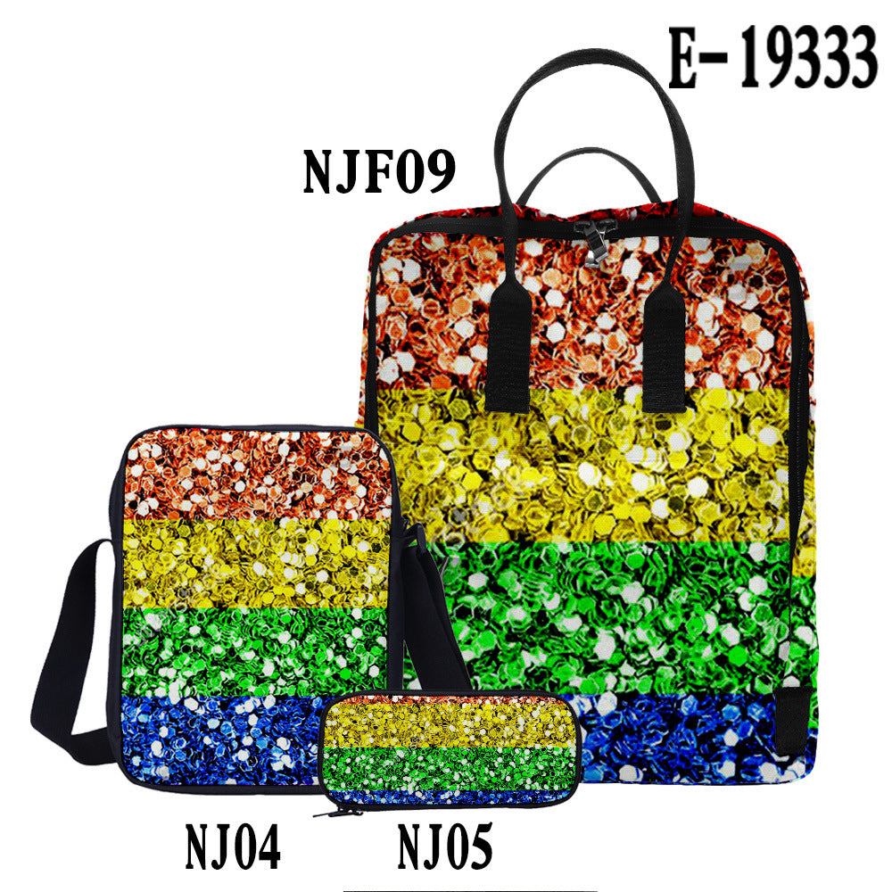 Wholesale Oxford Cloth LGBT Backpack Three-piece Set