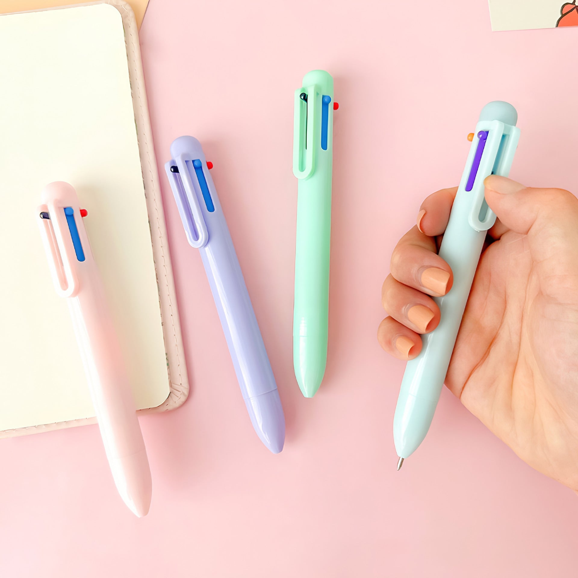 Wholesale Creative Six-color Plastic Push-button Ballpoint Pens