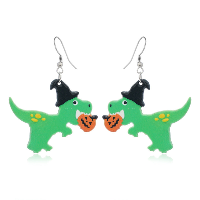 Wholesale Halloween Christmas Tree Bells Little Dinosaur Cane Demon Funny Earrings