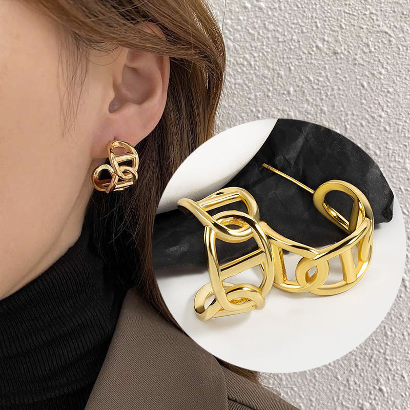 Wholesale Gold thick chain double D-letter titanium steel necklace