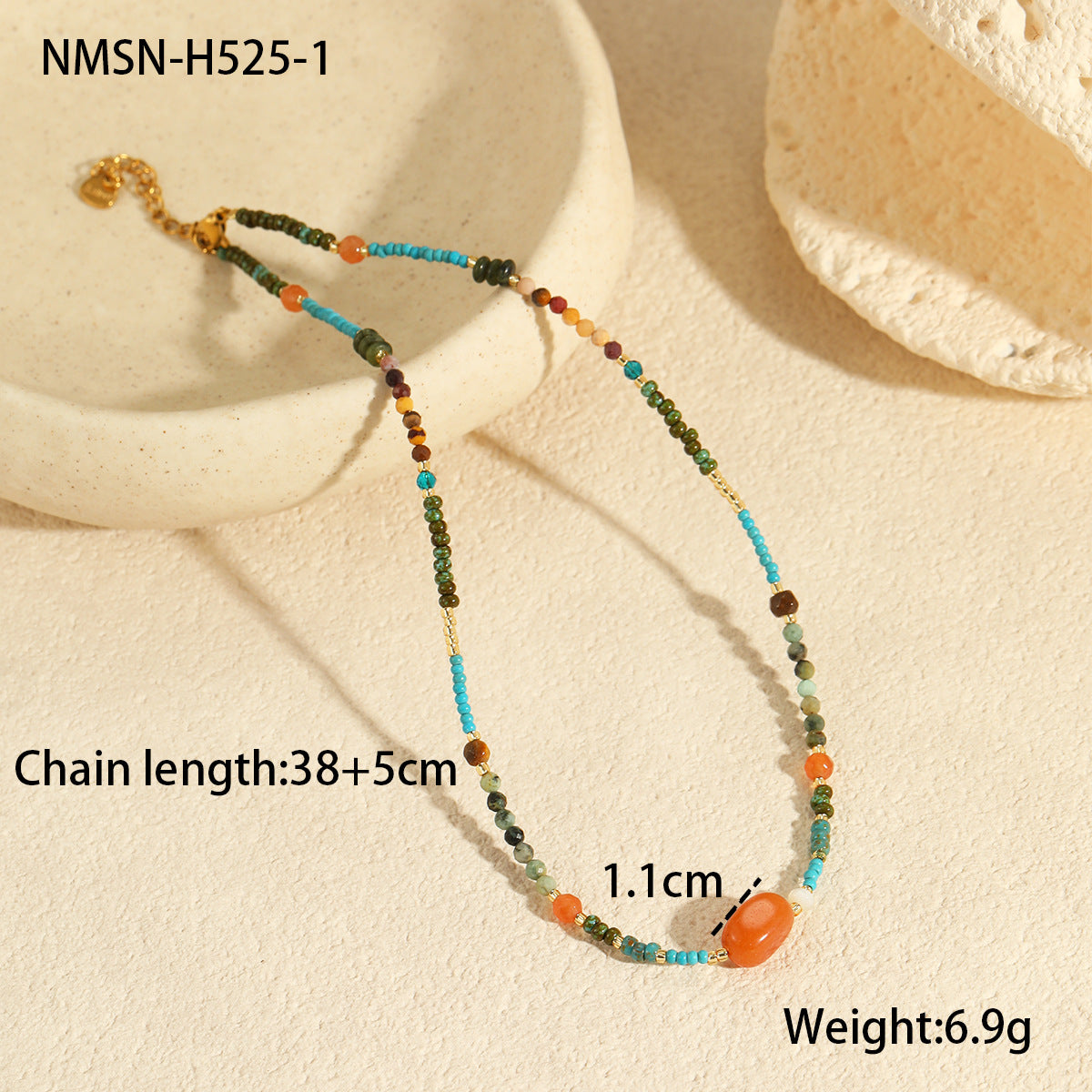 Wholesale Natural stone Stainless Steel Necklace