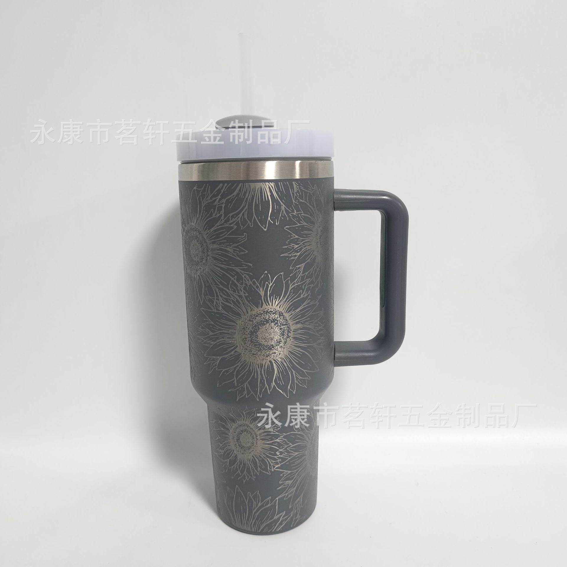 Wholesale Tumbler Ice Cup Laser Sunflower Car-mounted Stainless Steel Vacuum Insulated 40oz Handle Cup
