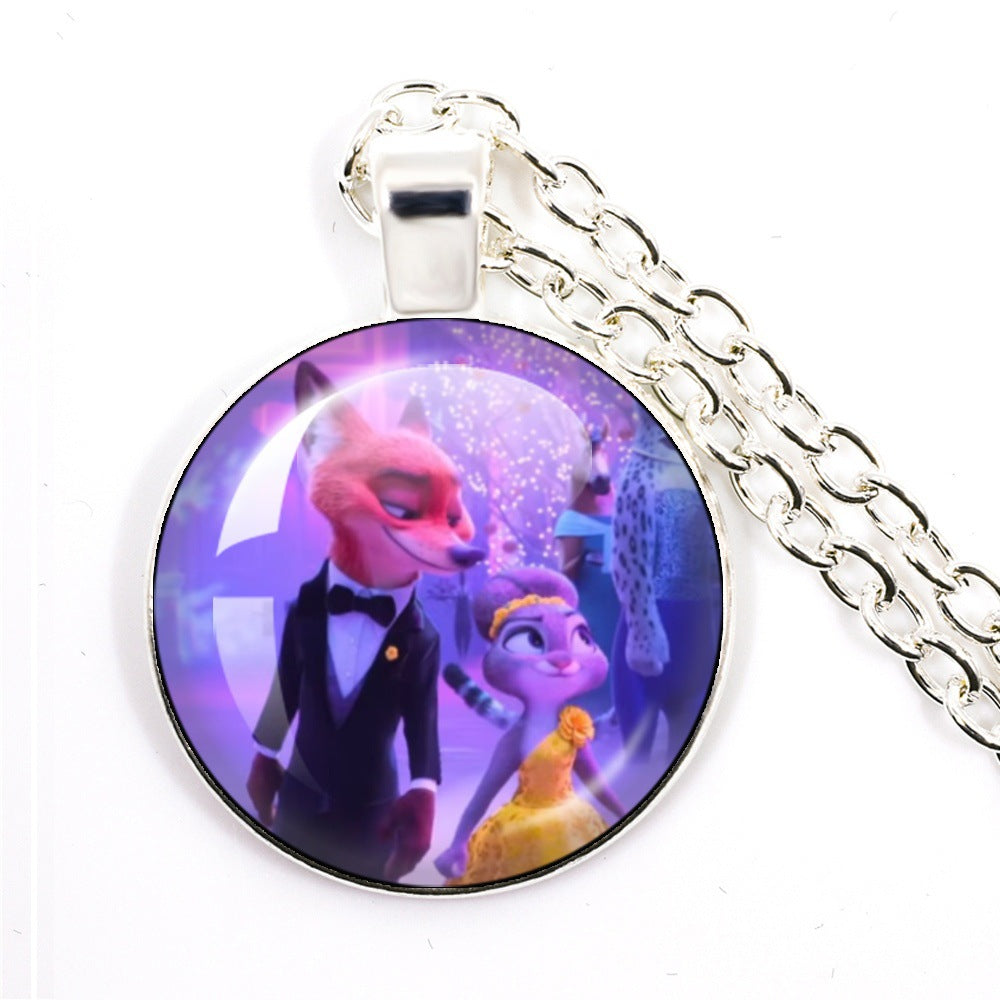 Wholesale Cartoon Cute Animal Time Gem Round Necklace  OLY Exclusive