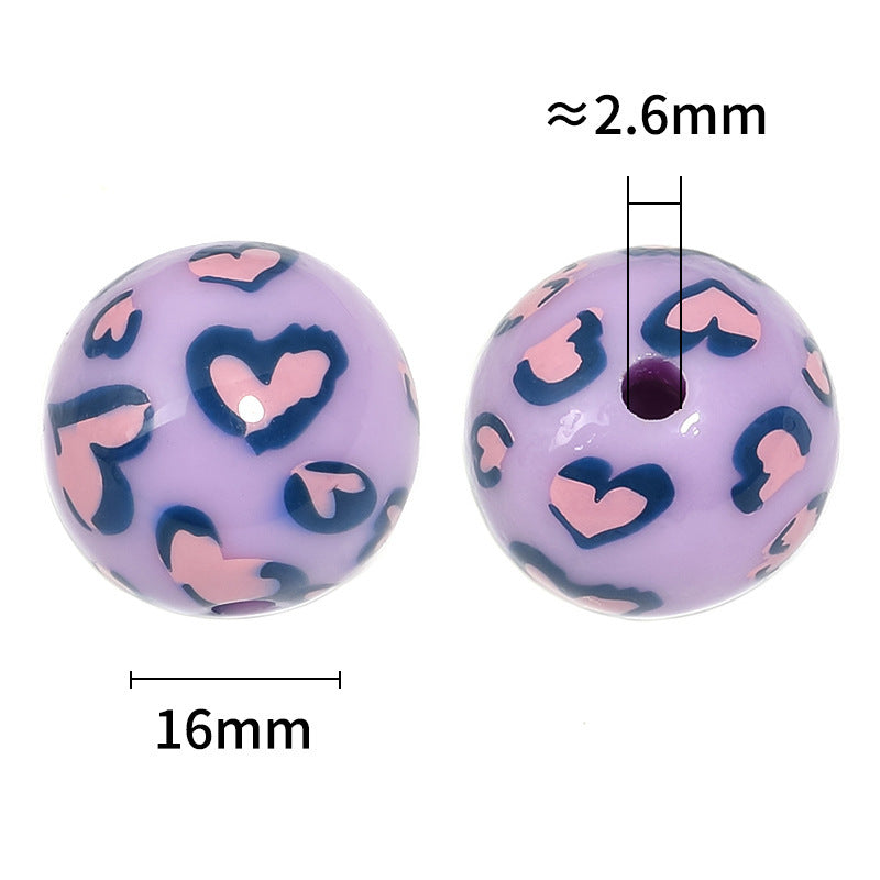 Wholesale  20pcs/pack Heart-shaped leopard Print Silicone Beads
