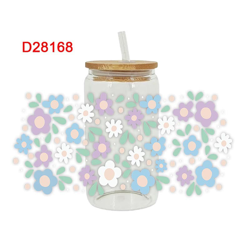 Wholesale Colorful and Diverse Flowers 16oz Cup UV DTF Wraps