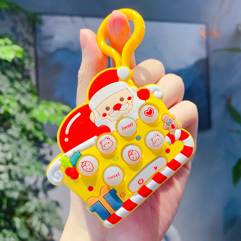 Wholesale Christmas Series Decompression Whack-a-mole Game Console Plastic Keychain