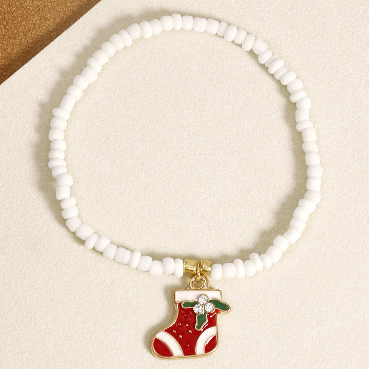 Wholesale Christmas Beaded Gloves Elastic Rope Rice Beads Christmas Tree Boots Pendant Bracelet