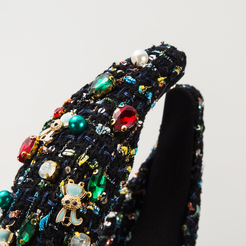 Wholesale Easter Bunny Decorative Hand Stitched Pearl Glass Diamond Headband