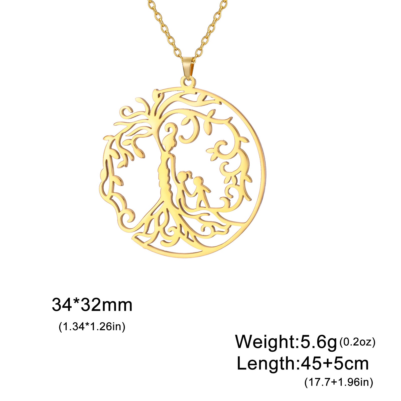 Wholesale Mother' s Day electroplated Tree of Life parent-child Stainless steel necklace