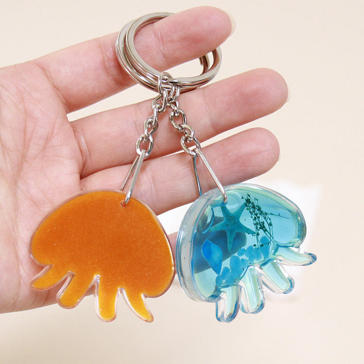 Wholesale 6pcs Jellyfish Shape Resin Glue Real Starfish Shell Ocean Keychain