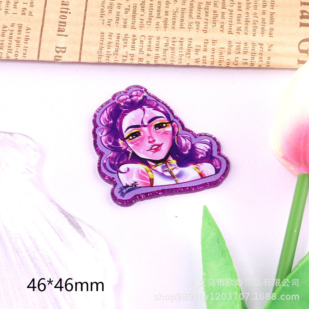 Wholesale 10pcs/ pack Cartoon Girl Cute Acrylic Pin Cute DIY Accessories