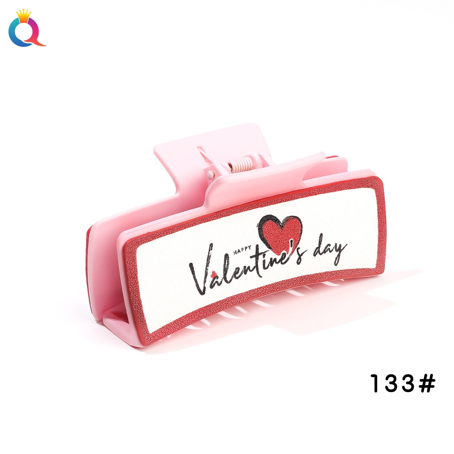 Wholesale Valentine's Day Pink Leather Hair Clips