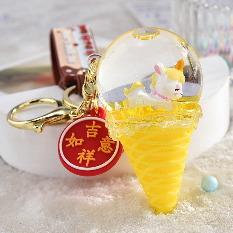 Wholesale Acrylic Ice Cream Crystal Ball Sand Flow Keychain