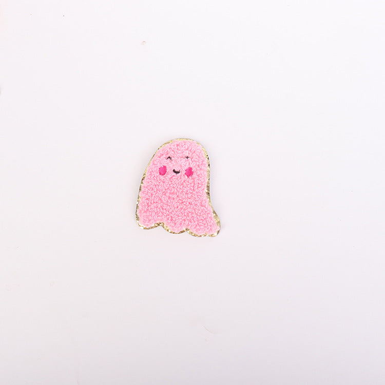 Wholesale Gold Edge  Embroidered Patch Pumpkin Ghost Orange Towel Embroidery DIY Craft Supply For Hats Bags Clothing Accessories