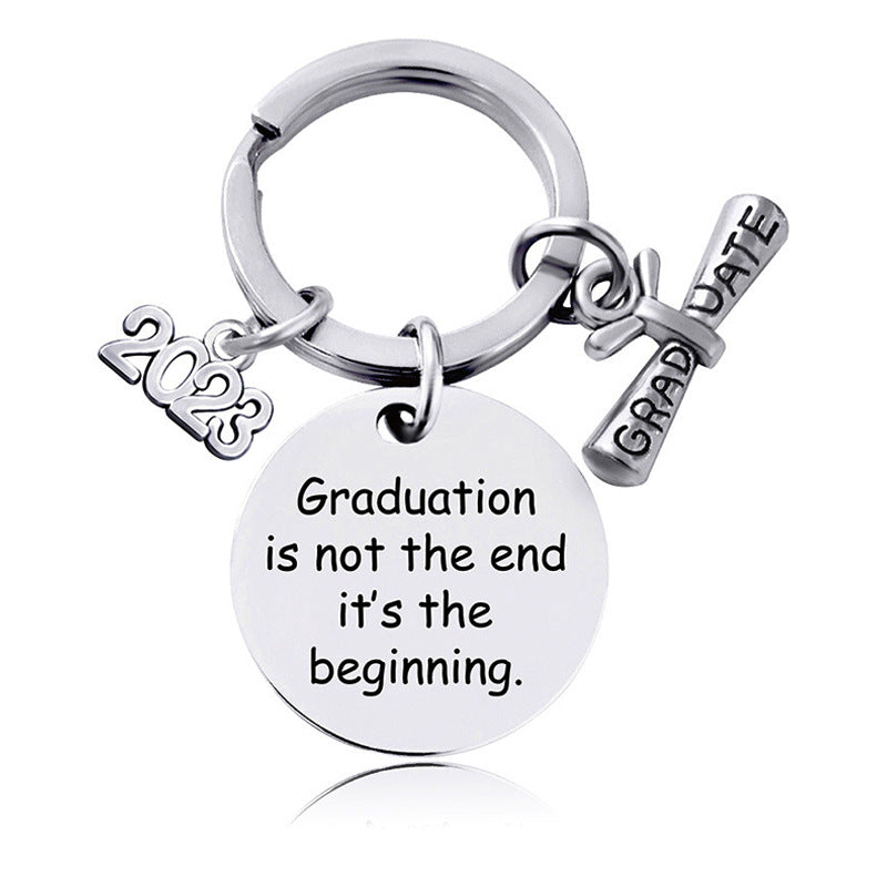 Wholesale Stainless Steel Round Graduation Season Gift Keychain
