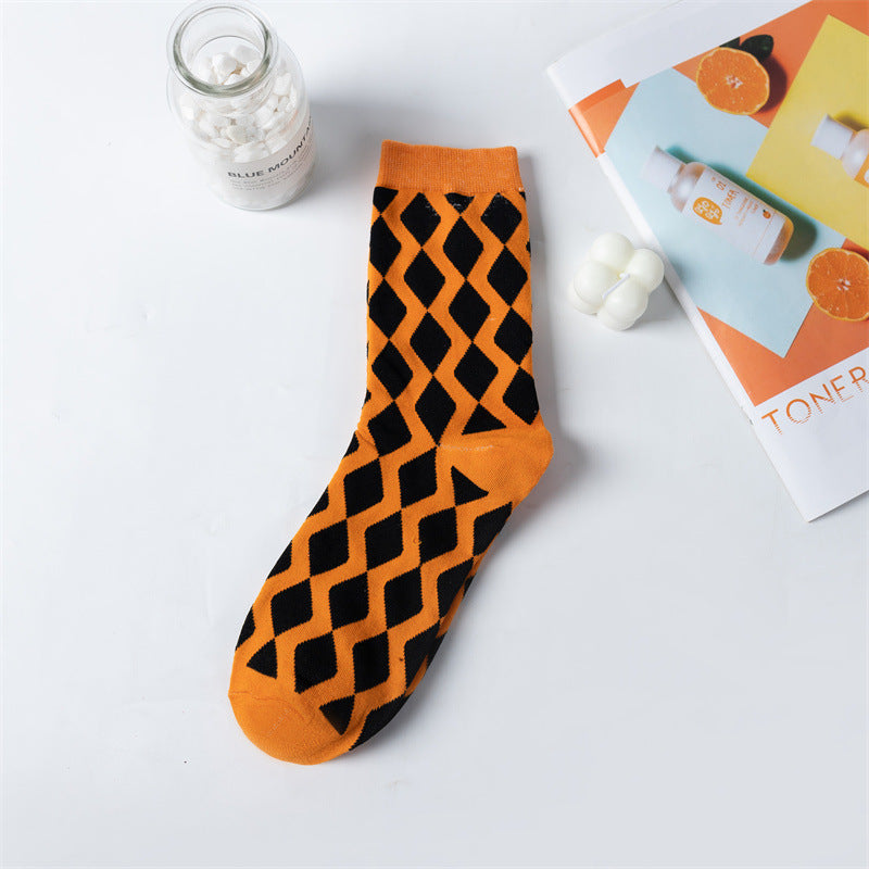 Wholesale Four Seasons Thanksgiving Diamond Check Socks
