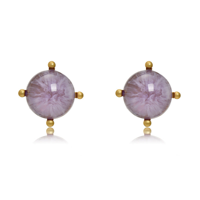 Wholesale Round Resin Glass Alloy Earrings