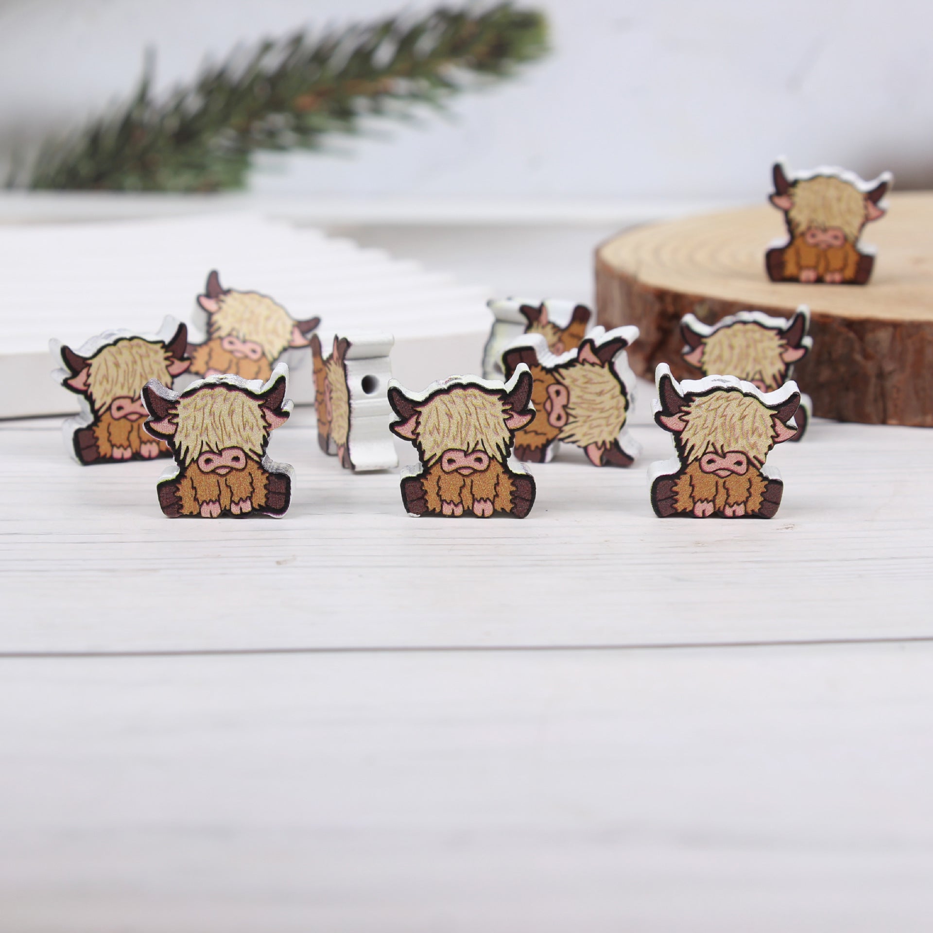 Wholesale 20pcs 16mm Cow Color DIY Wooden Beads Hemp Rope Accessories