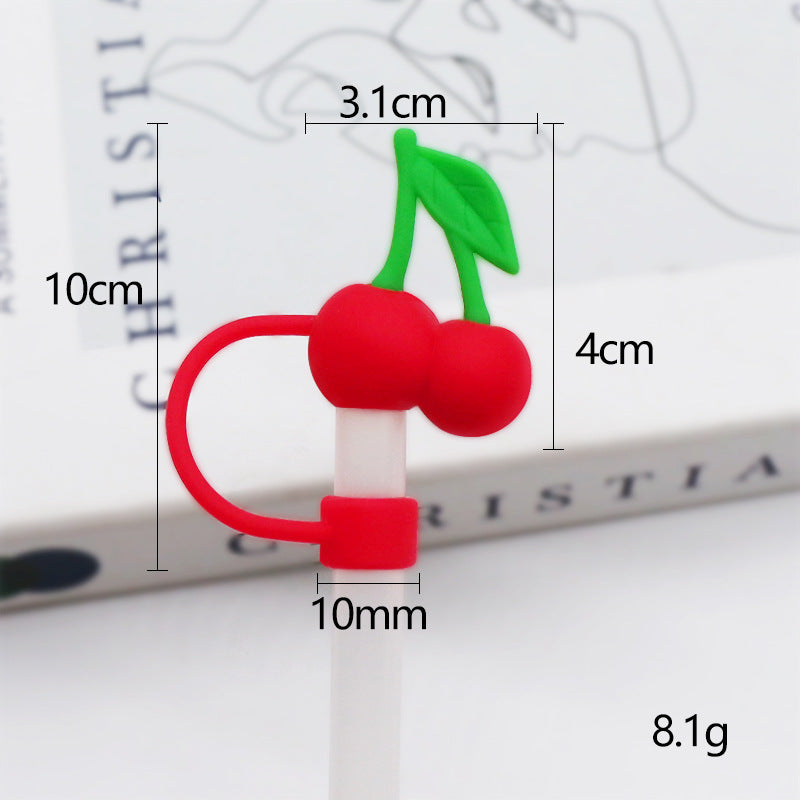Wholesale 1pcs Silicone fruit small cute large diameter 10MM straw cap