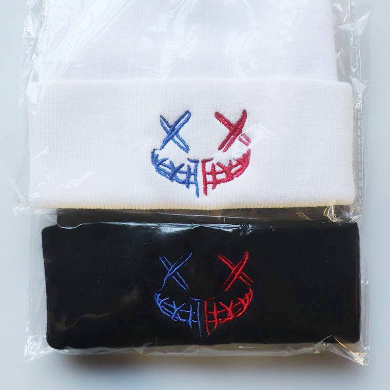 Wholesale Yarn Funny Smiling Face Embroidery Knitting Student Yarn Pullover Cold Hat