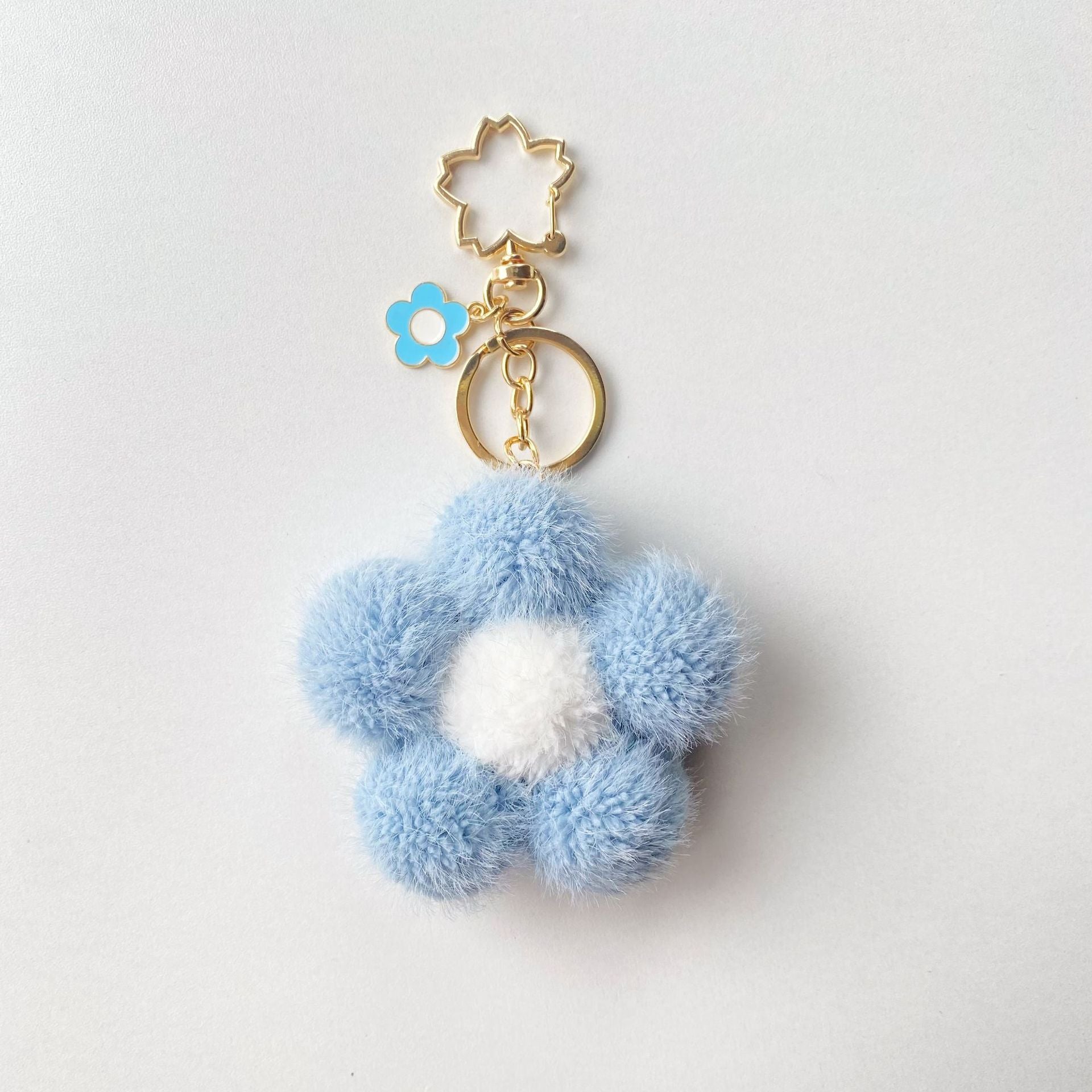 Wholesale Plush Colored Flower Ball Keychains