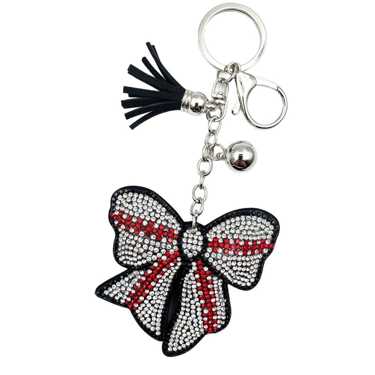 Wholesale Rhinestone Bow Keychain Korean Velvet Baseball Football Pendant Alloy Metal White Wedding Gift And Boutique Resale