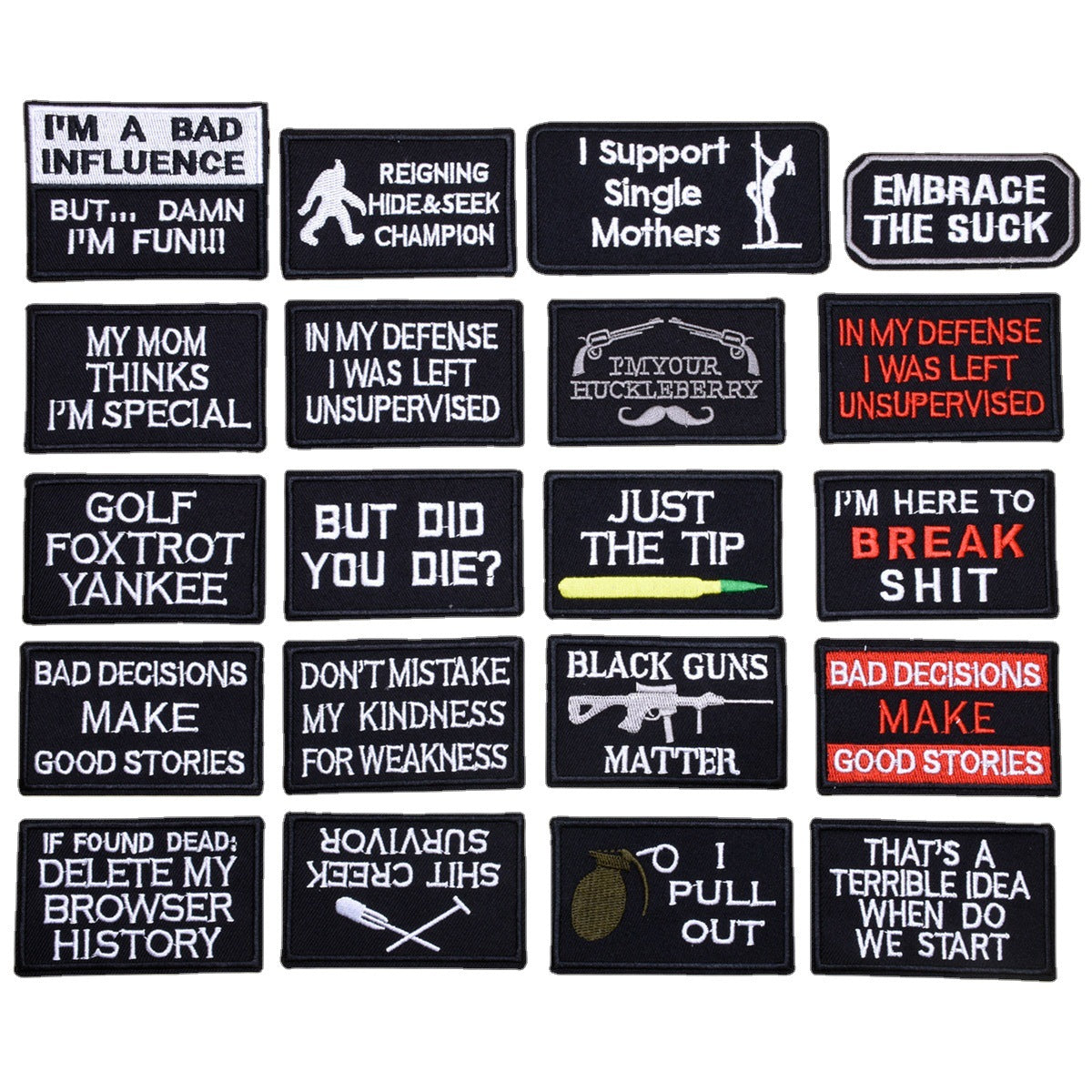Wholesale Black English Letter Embroidered Patches 20 Pack DIY Clothing Badges For Shoes Hats Fashion Decorative Accessory For Everyday Use