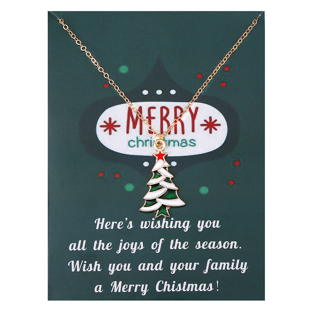 Wholesale Christmas Tree Pendant Card Necklace Clavicle Chain