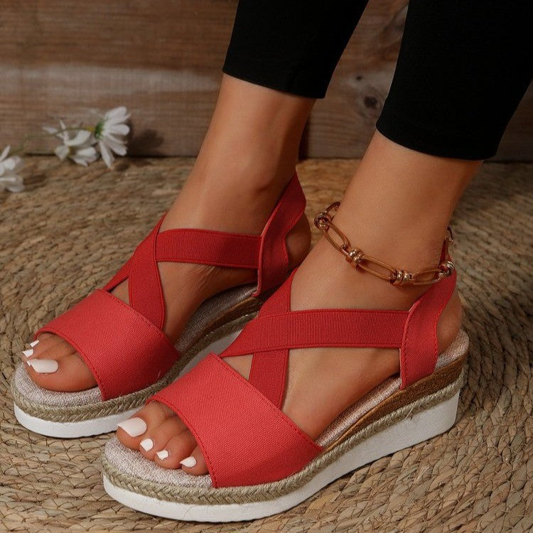 Wholesale Flat Wedge Heel Fish Mouth Casual Sandals
