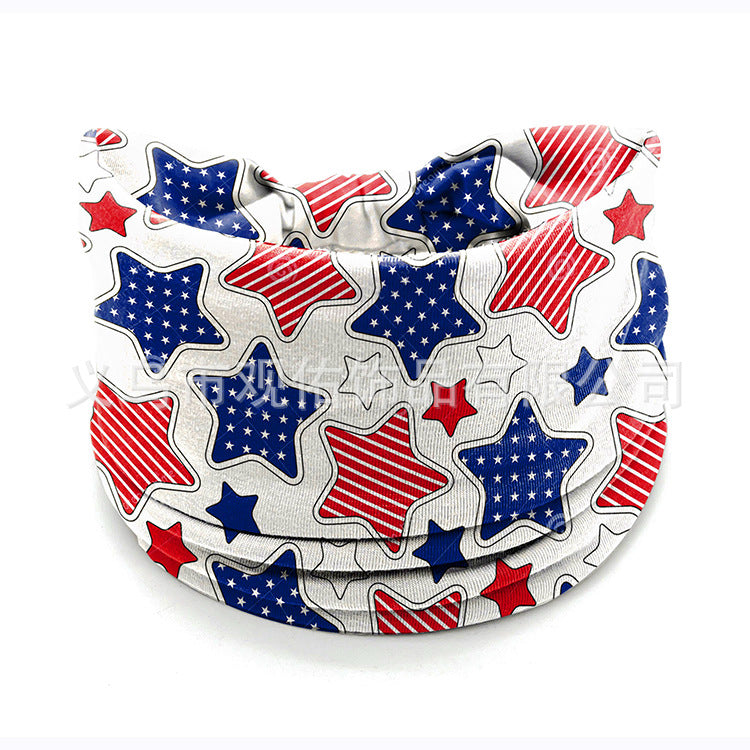 Wholesale Independence Day Women's Knotted Wide Headband Fashion Sports Sweat-Absorbent Elastic Hair Accessories