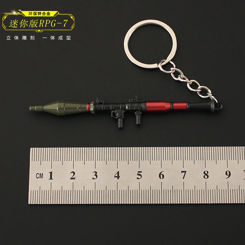 Wholesale metal chicken pendant RPG mini rocket launcher alloy keychain 9cm