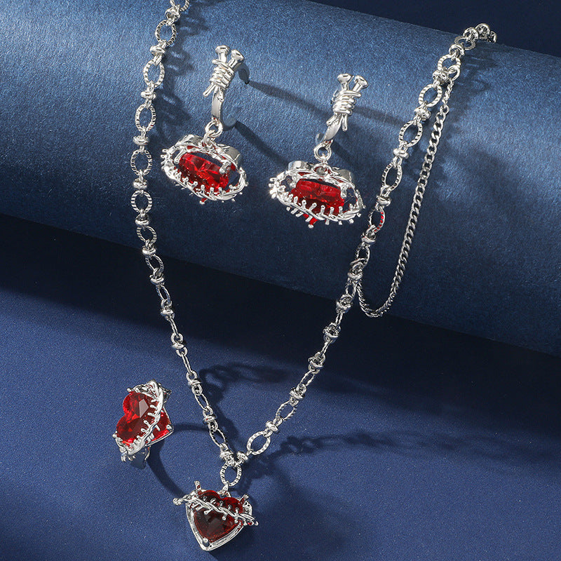 Wholesale Red Zircon Love Necklace Clavicle Chain