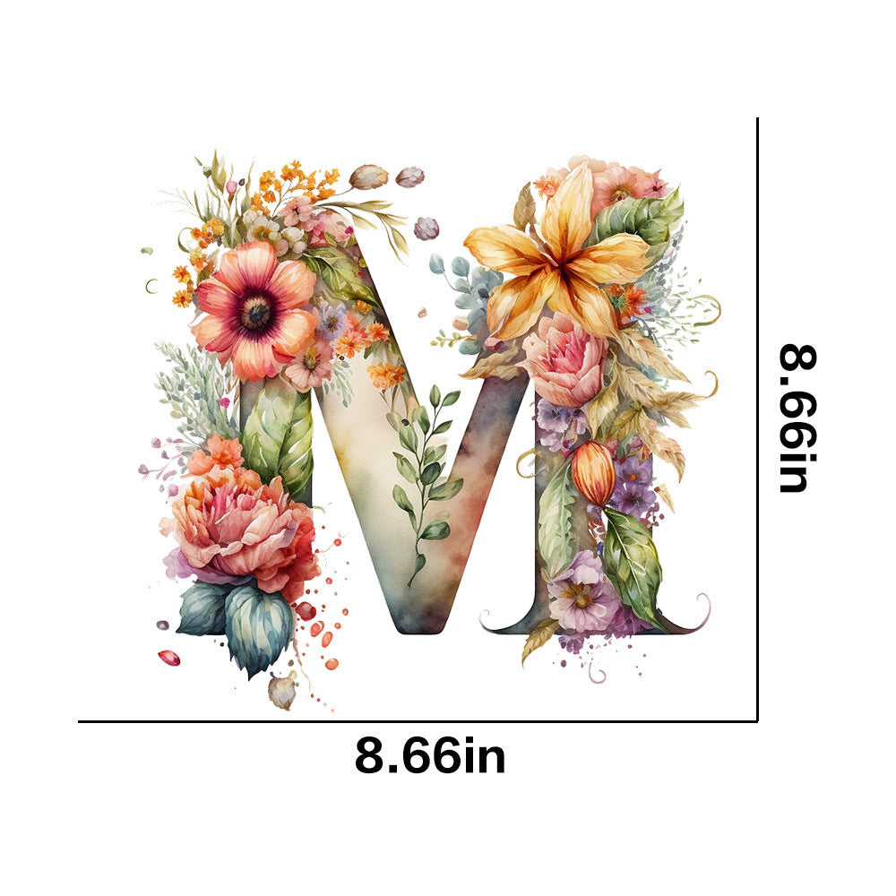 Wholesale 26 letter flower branches and leaves UV DTF Ready to Press Transfers Wraps